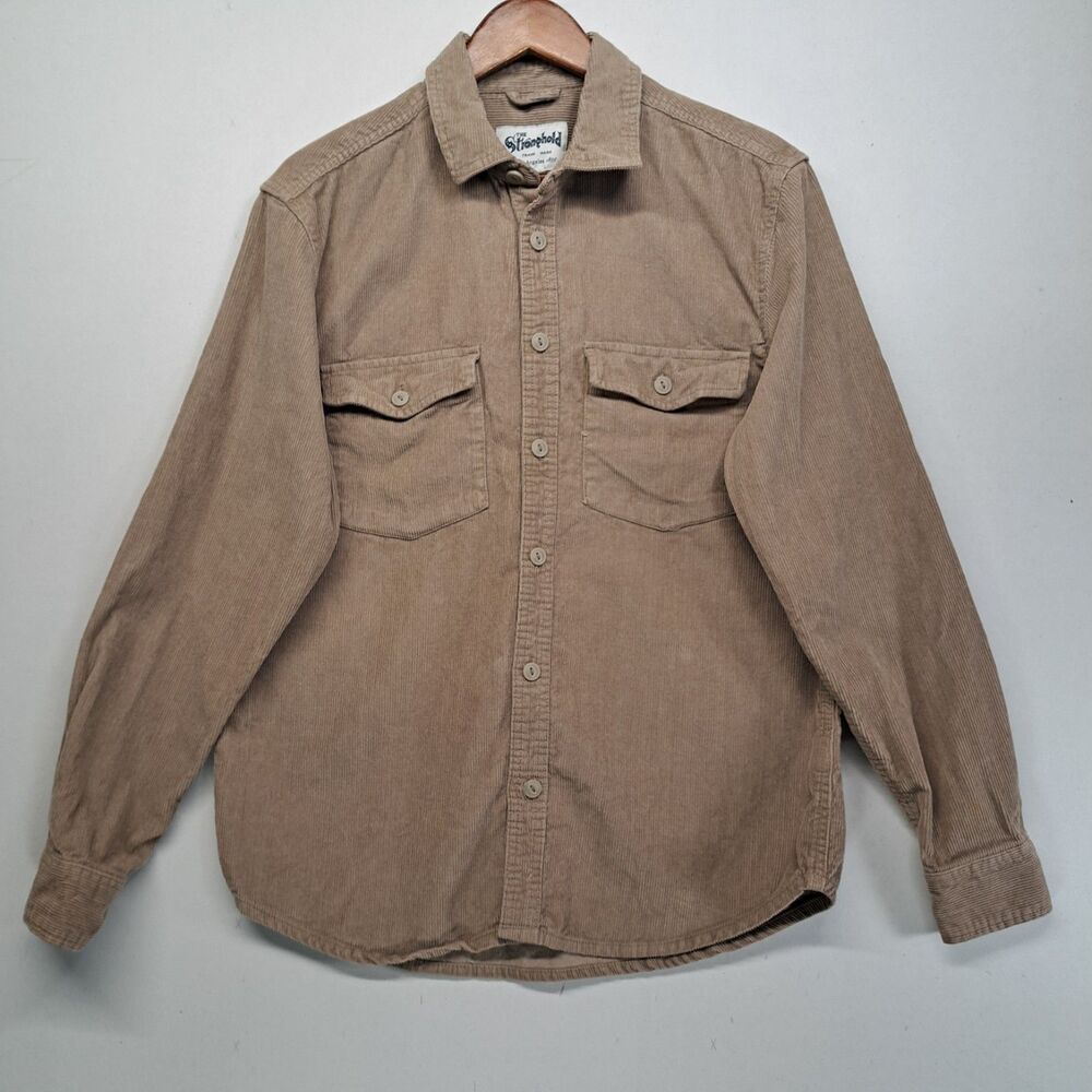 The Stronghold Los Angeles Medium Corduroy Shirt Mens Tan Long Sleeve Button Up